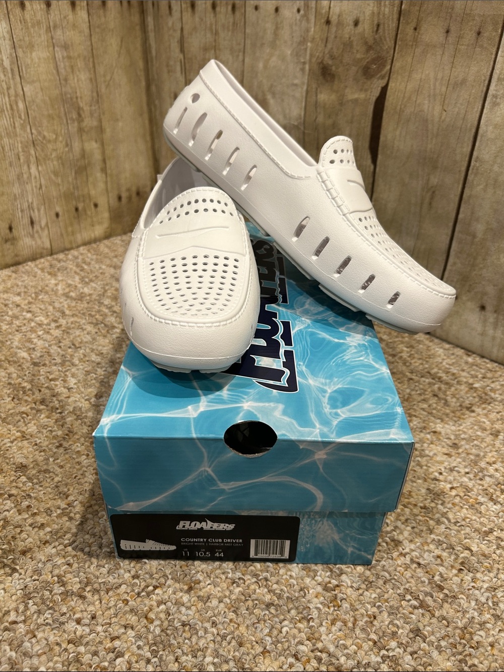 FLOAFERS COUNTRY CLUB DRIVER MENS 11 Bright White/Gray ~New in box boat/beach